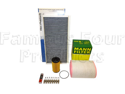 Service Filter Kit - Oil Air Pollen Filters with Drain Plug Washer and Spark Plugs