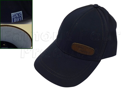 Baseball Cap - Navy Blue with Leather-effect Oval logo
