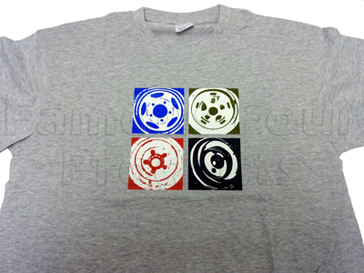T Shirt (Grey) Wheel Design - Extra Extra Large