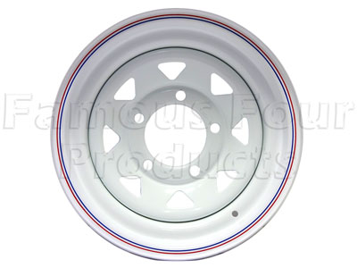 White 8 Spoke Steel Wheel 7x16