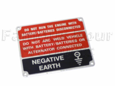 Label - Battery Warning - Negative Earth