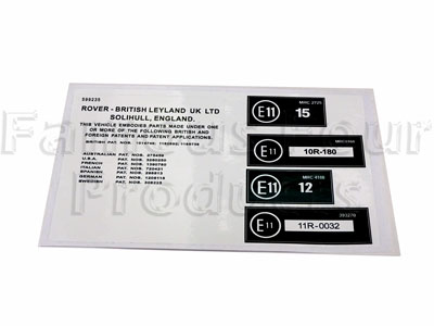 Engine Bay Bonnet Slam Panel Decal Set