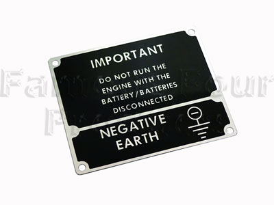 Label - Battery Warning - Negative Earth