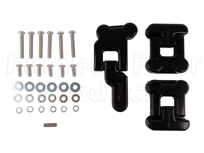 Rear Safari End Door Hinge Kit - CNC Anodised Aluminium Anti-Theft Hinges